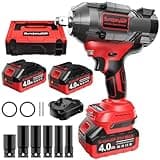 SundpeyPRO Cordless Impact Wrench 1/2" 21V High Torque Brushless Power Impact Gun 1107Ft-lbs (1500Nm) with 2x4.0Ah Batteries & 6 Sockets & Fast Charger & Case for Car & Truck & RV & Heavy Duty Use