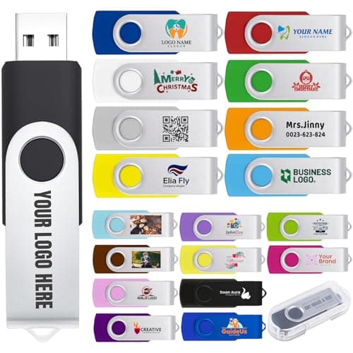 Fewina Custom USB Flash Drive with Logo Personalized USB Thumb Drive 4GB Customized Memory Stick 25 Pack for Business Gifts