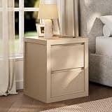 Cozy Castle Nightstand with 2 Drawers, Modern Bedside Table with Handless Design, Wood End Table with Thickened Design, Night Stand for Bedroom, Light Grey Oak