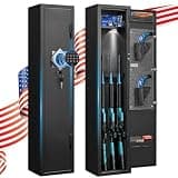 2-3 Gun Safe for Rifles with No Assembly Needed, 52”H Long Rifle Safes for Home, Quick Access Gun Safes, Rifle Gun Safe with Removable Shelf, Gun Cabinet with Anti-Theft Alarm