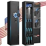 2-3 Gun Safe for Rifles with No Assembly Needed, 52”H Long Rifle Safes for Home, Quick Access Gun Safes, Rifle Gun Safe with Removable Shelf, Gun Cabinet with Anti-Theft Alarm