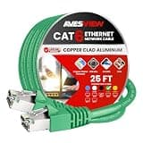 AvesView CAT 6 Shielded Ethernet Cable 25 FT, Indoor High-Speed (SFTP) 10Gbps Snagless Shielded 25FT Ethernet Cable for Internet, Router, Computer, PlayStation, Xbox, POE Camera, Printer - Green