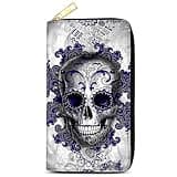 OLREDI Floral Skull Wallet for Women, Zip Around Phone Wallet with Card Slots, Cash Compartments and Coin Pocket, Gothic Rose Wallet Organizer, Cute Travel Wallet Purse Royal Sugar Skull