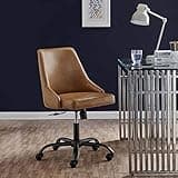 Modway Designate Swivel Vegan Leather Office Chair in Black Tan