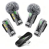 Gicorino Wireless Mini Microphones for iPhone,Android & iPad, 4 Pack Lavalier Mic with Noise Reduction & LED Digital Display, Magnetic Mini Mic for Video Recording Vlogging YouTube Podcast Interview