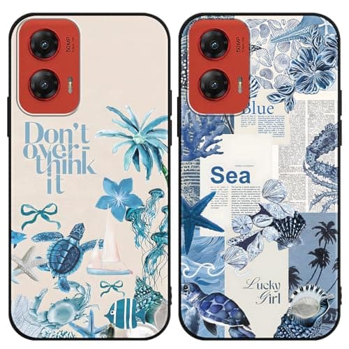 NBCDSUJ 2 Pack Summer Beach Phone Cases for Motorola Moto G Stylus 5G (2024) Only for 5G 6.7 Inch, Case Marine Life Ocean Pattern Design Shockproof Soft Protective for Women Girls Phone Cover Funda