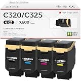 C320 C325 Toner Cartridge with Chip Set Replacement for 006R04823 006R04820 006R04821 006R04822 Toner Cartridges Compatible with C320 C325 Color Printer (4-Pack, Black Cyan Magenta Yellow)