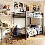 URTR Metal Bunk Bed Frame, Heavy Duty for Teens Adults, Space Saving, Noise Free, Under Bed Storage, No Box Spring Needed (Black, Twin)