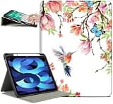 for iPad (A16) Case 11th Generation 2025, iPad 10th Generation Case with Pencil Holder Women Men Kids Multi-Angle Adjustable Stand Viewing Shockproof Protective Auto Wake Sleep, Hummingbird
