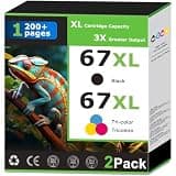67XL Ink Cartridges Replacement for HP 67 Ink Combo Pack Compatible with HP Printer Deskjet 1255 2855e 2800e 2827e 2852e 4227e 4255e Envy 6455 6055e 6075 6432e 6458e 6475e 2-Pack Black and Tri-Color