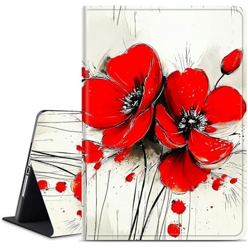Dikoer for Samsung Galaxy Tab A 10.1" 2016 (SM-T580/T585, Not for 2019) Tablet Case, Multiple Viewing Angles & Kickstand Back Case Drop Protection Smart Cover, Red Daisy