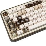 TYRIXKI 26 Keys Crystal Jelly Personalized Keycaps, PC Material Cute Coffee Cat Transparent Custom Keycaps, Mao Profile Keycap for DIY MX Swithes Mechanical Keyboards