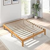 OLIXIS Full Size Bed Frame, 12 in Heavy Duty Platform Bedframe, Underbed Storage, 700 LBS Capacity, No Box Spring Needed, Wooden Slats,Easy Assembly, Honey Finish