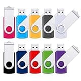 32GB USB 2.0 Flash Drive Pnstaw Swivel Memory Stick Thumb Drive Pen Drives Jump Drive for Data Storage, File Sharing(10 Pack,Multi-Color) (32GB)