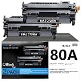 TANFENJR 80A Black High Yield Toner Cartridge 2 Pack, Replacement for HP 80A CF280A , Work with LaserJet Pro 400 M401n M401dn M401dne M401dw M401a M401d MFP M425dn M425dw Printer