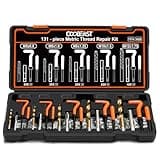 coobeast 131PCS Thread Repair Kit, Metric Helicoil Repair Kit with HSS Drill Bits, 304 Stainless Steel Thread Insert & Rethreading Tool Set in M5 M6 M8 M10 M12 for Automotive Engine Spark Plug Repair