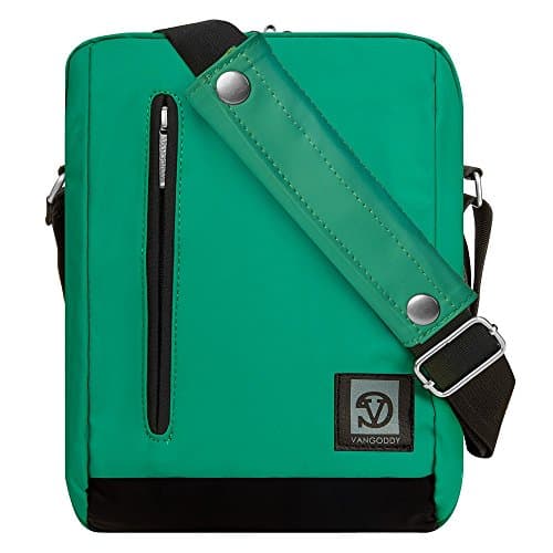 Vangoddy Crossbody Messenger Bag 10 Inch Tablet Shoulder Carry Case with Adjustable Strap for iPad Air iPad mini Galaxy Tab A8 Fire HD 10 Kindle - Green