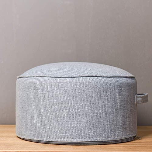 GAOFEMZ Round Footstool Pouffe, Small Pouffe Footstool Ottoman for Sitting, Handle Design for Easy Removal, Small Space for Adults and Children-Lake Blue 40x20cm (16x8inch)