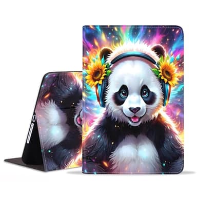 stmedazm Case for iPad Mini 7 (A17 Pro) 2024 & iPad Mini 6 2021, iPad Mini 7th/6th Generation 8.3 Inch Case, Premium PU Leather Folding Stand Cover with Auto Wake/Sleep - Panda with Headphones