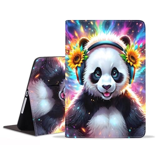 stmedazm Case for iPad Mini 7 (A17 Pro) 2024 & iPad Mini 6 2021, iPad Mini 7th/6th Generation 8.3 Inch Case, Premium PU Leather Folding Stand Cover with Auto Wake/Sleep - Panda with Headphones