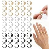 45 Pcs Adjustable Ring Blanks Stainless Steel, Flat Pad Tray Ring Base for DIY Jewelry Making, Open Band Fit Most Sizes, Durable Craft Findings Set for Resin Cabochon Gem Settings Gold Silver