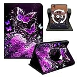 Case for Samsung Galaxy Tab A11 Plus (A11+) 2026 / Galaxy Tab A9 Plus (A9+) 2023 11-Inch, Slim Hybrid 360 Degree Rotating Stand Cover W/Auto Wake/Sleep-Purple Butterflies Flower
