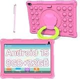 Android 15 Kids Tablet Toddler Tablet for Kids,10 inch 8GB RAM+32GB ROM Tableta for Boys Girls, 10" 1280*800 IPS Safety Eye Protection Screen Parental Control APP Latest Model Kid Tablets WIFI Tab PC