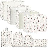 Packing Cubes for Travel - 8 Set Luggage Organizer Bags for Family, Mesh Breathable Packing Cubes for Suitcases Durable Travel Essentials Bags Set (White Cherry)