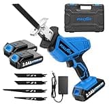 FULLYEA Reciprocating Saw Cordless, 0-3500SPM Variable Speed Reciprocating Saws with 4 Saw Blades, Tool-Free Blade Change, Electric Reciprocating Saws for Woods/Metal/Plastic Cutting,Blue