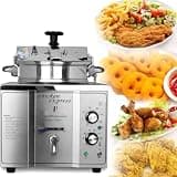 KUYBTU High Pressure Commercial Countertop Fryer, 3000W Electric Fried Chicken Machine, Stainless Steel Construction