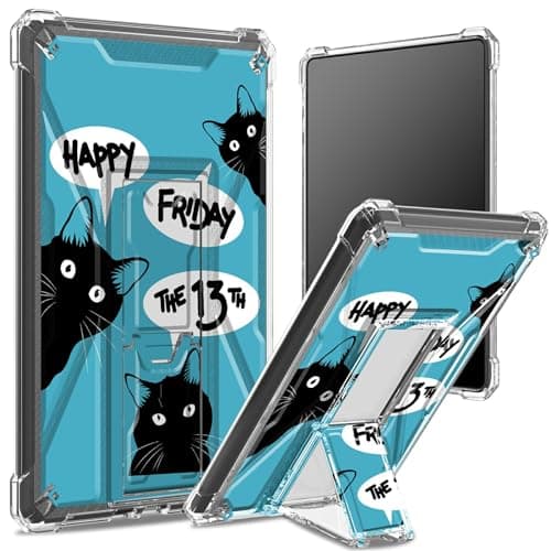 for Kindle Paperwhite 11th Generation 6.8" and Signature Edition 2021 Soft Case, Transparent Back with Friday 13th, Corner Protection Shockproof Cover with Hard Kickstand