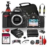 Nikon D7000 Body Only DX Format DSLR Camera 16.2MP with Full HD Movie Recording and Fast Continuous Shooting (25468) + 64GB Card + Camera Bag + Flexible Tripod + Cleaning Kit + More (17pc Bundle)