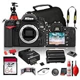 Nikon D7000 Body Only DX Format DSLR Camera 16.2MP with Full HD Movie Recording and Fast Continuous Shooting (25468) + 64GB Card + Camera Bag + Flexible Tripod + Cleaning Kit + More (17pc Bundle)