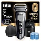 Braun Series 9 PRO+ Electric Shaver for Men, Wet & Dry Foil Razor, 6-in-1 SmartCare Clean & Charge Center, Built-in Precision ProTrimmer, Travel Case, Silver 9667cc