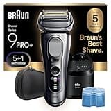 Braun Series 9 PRO+ Electric Shaver for Men, Wet & Dry Foil Razor, 6-in-1 SmartCare Clean & Charge Center, Built-in Precision ProTrimmer, Travel Case, Silver 9667cc