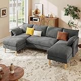 WorthFurni Sectional Couches for Living Room, U Shaped Modular Sectional Sofa with Double Chaise Lounge, 4 Seat Chenille Upholstered Sofa Set, Soft Comfy Couch for Apartment Home (Dark Gray)