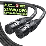 AA AUDIO ACCESSORY XLR Female to Female Cable 3.3ft, Neutrik REAN 3-Pin Microphone Cable, 21AWG OFC, Kevlar-Reinforced Nylon Braided, Balanced Hi Fi Audio Cable for Mics Mixers Audio&Sound Equipment