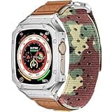 BAITEYOU Band with Case Compatible with Apple Watch Band Ultra 3 2 1 49mm, Nylon Sport Strap with Stainless Steel Metal Rugged Case Cover for iwatch Bands Men