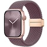 Laffav Braided Sport Loop Compatible with Apple Watch Bands for Women 42mm 41mm 40mm 38mm, Magnetic Fabric Strap, Soft Nylon Stretchy Band for iWatch Series 11 10 9 8 7 6 5 4 3 2 1 SE, Violet Smoke