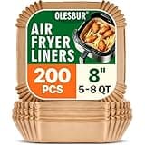 OLESBUR Air Fryer Liners Disposable, 200Pcs 8 Inch Airfryer Paper Liners, Unbleached Parchment Paper for Air Fryer Basket, Non-Stick Air Fryer Accessories, Liners for Baking, Parchment Paper Sheets
