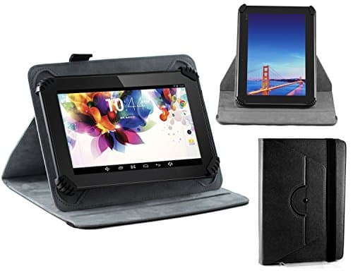 Navitech Black Faux Leather Case Cover with 360 Rotational Stand with Stylus Compatible with XIDO X111 25.4 cm 10 inch Tablet PC