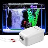 PULACO Dual Outlet Aquarium Air Pump, Quiet Oxygen Pump with Accessories for 10 to 100 Gallon