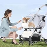 4 Wheels Folding Pet Stroller,Lightweight Breathable Travel with Detachable,Max Load 33 Lbs,Compact Portable