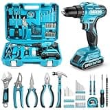 Seesii 21V Cordless Drill Tool Kit - 190Pcs Power Tool Combo Set, Hand Tool Kit with Toolbox, Electric Drill Driver for Home Hand Repair DIY
