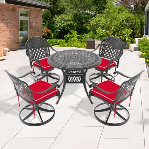 5-Piece All-Weather Cast Aluminum Dining Set with Swivel Chairs