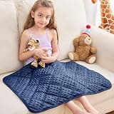 yescool Weighted Lap Pad 2 lb Blue Small Lap Blanket, Weighted Lap Blanket Cooling Heating Weighted Throw Blankets, Minky Blankets Gifts for Travel Outdoor Indoor, 20 * 30in