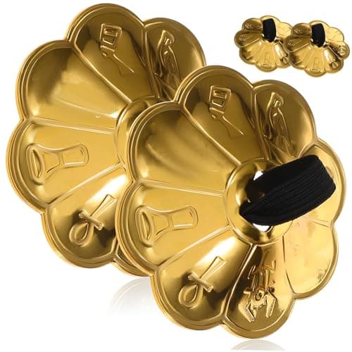 Homoyoyo 2 Pairs Finger Cymbals Copper Belly Dancing Hand Cymbals Lightweight Easy to Hold Musical Percussion Instrument for Dancer Party