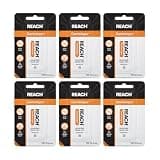 REACH Dentotape Waxed Dental Floss Tape, Unflavored, Extra Wide Floss, Shred & Frey Resistant, Plaque Remover for Teeth, Easy on Gums & Teeth, Oral Care, PFAS Free, for Adults & Kids, 6 Pack, 100 yd
