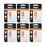 REACH Dentotape Waxed Dental Floss Tape, Unflavored, Extra Wide Floss, Shred & Frey Resistant, Plaque Remover for Teeth, Easy on Gums & Teeth, Oral Care, PFAS Free, for Adults & Kids, 6 Pack, 100 yd