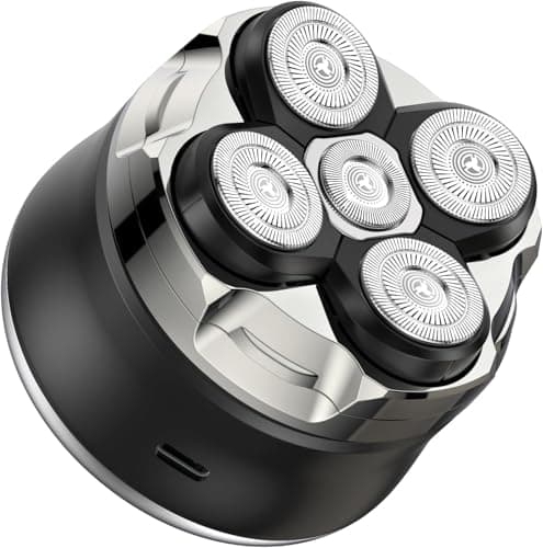 5 Rotary Heads Electric Shaver for Bald Men, 5-in-1 Head & Face Grooming Kit, Waterproof Cordless Razor, Wet & Dry Use, USB Rechargeable with LED Display